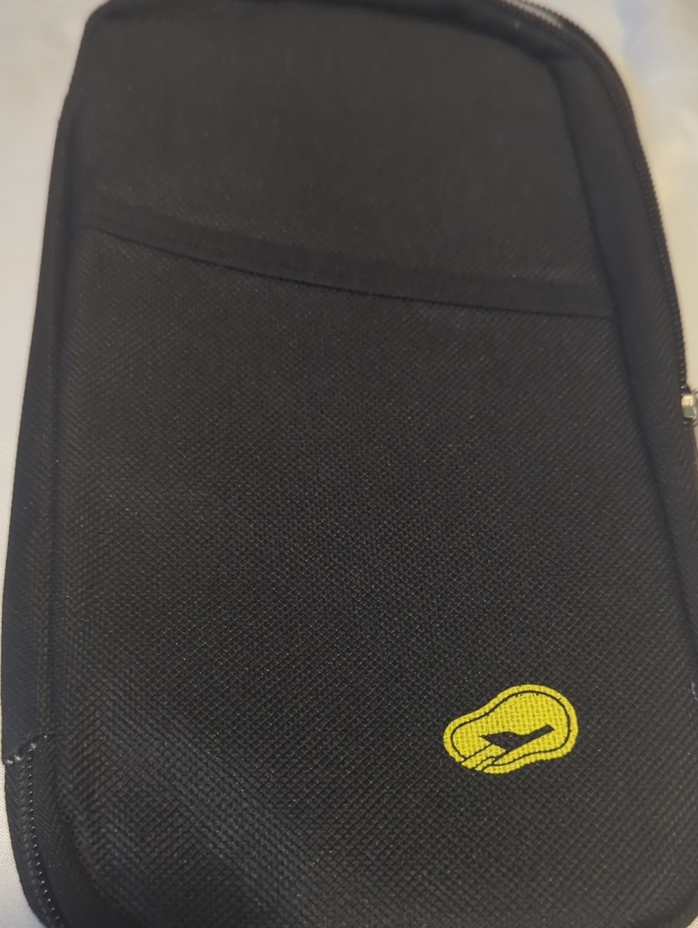 Men's Black Travel Organizer Pouch with Yellow Accent